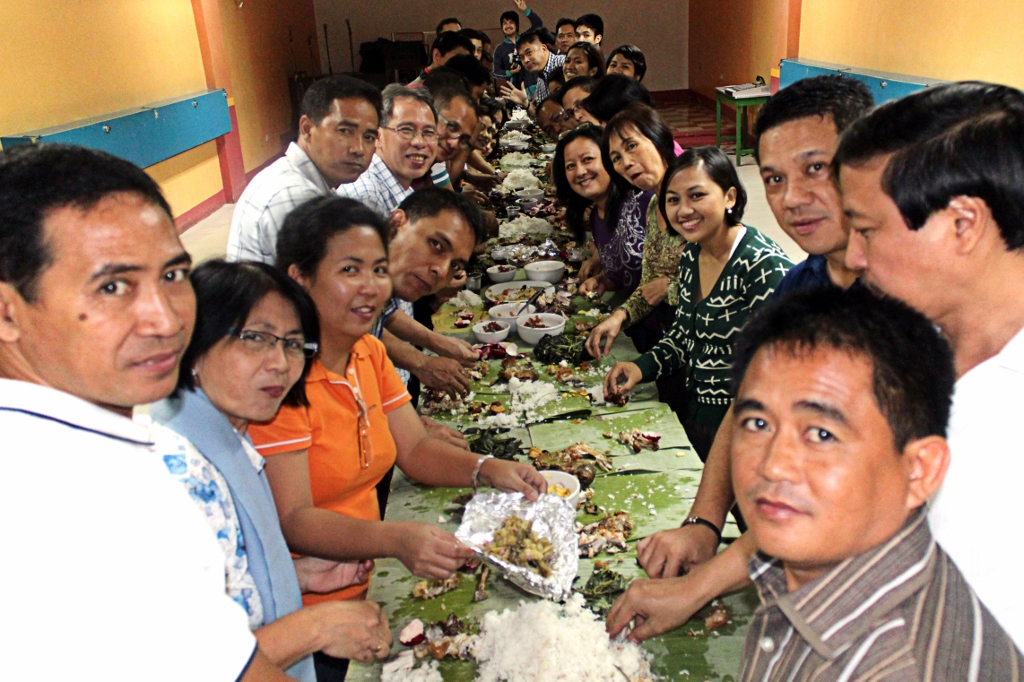 Boodle fight is a tradition in the Philippines wherein the food are prepared on banana leaves and in long tables.